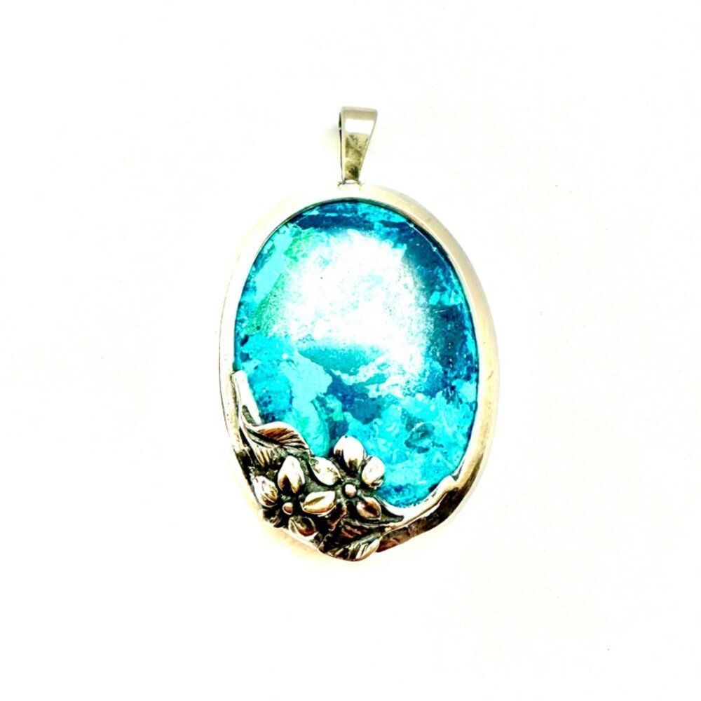 925 Sterling Silver Chrysocolla Natural Gemstone Handmade Pendant